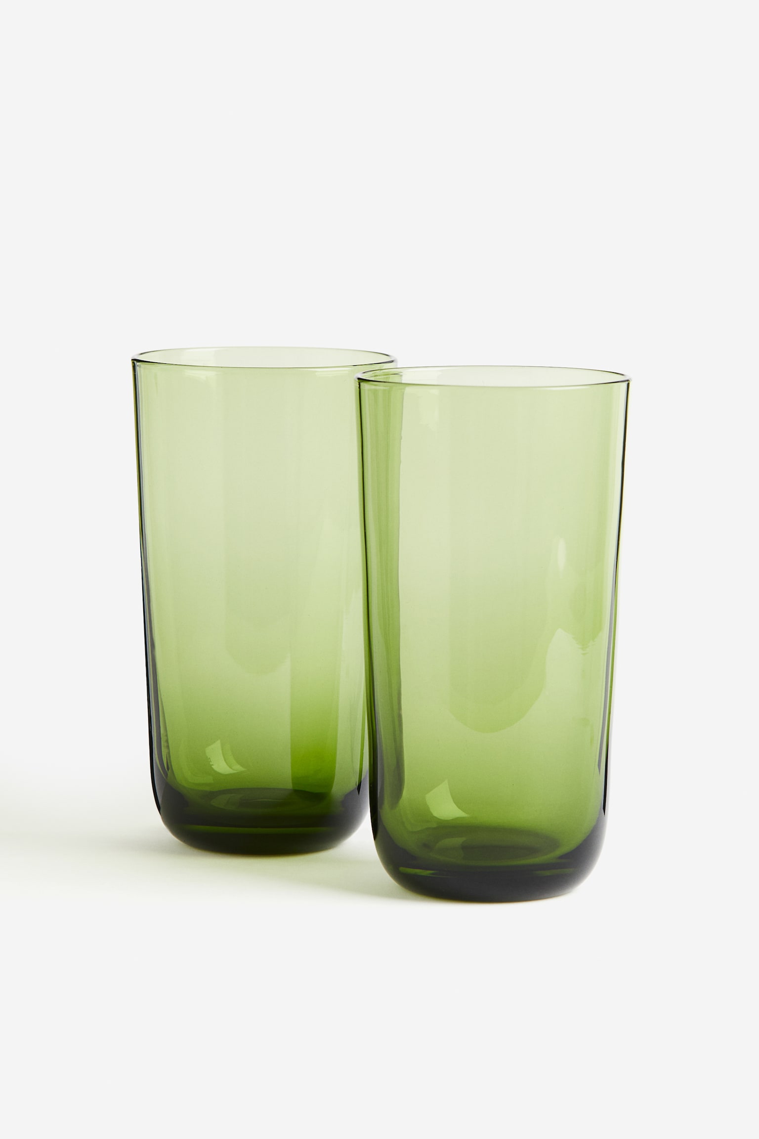 2-pack tall glass tumblers - Olive green/Clear glass - 1