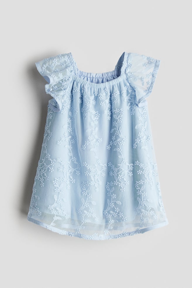 A-line lace dress - Light blue/White - 1
