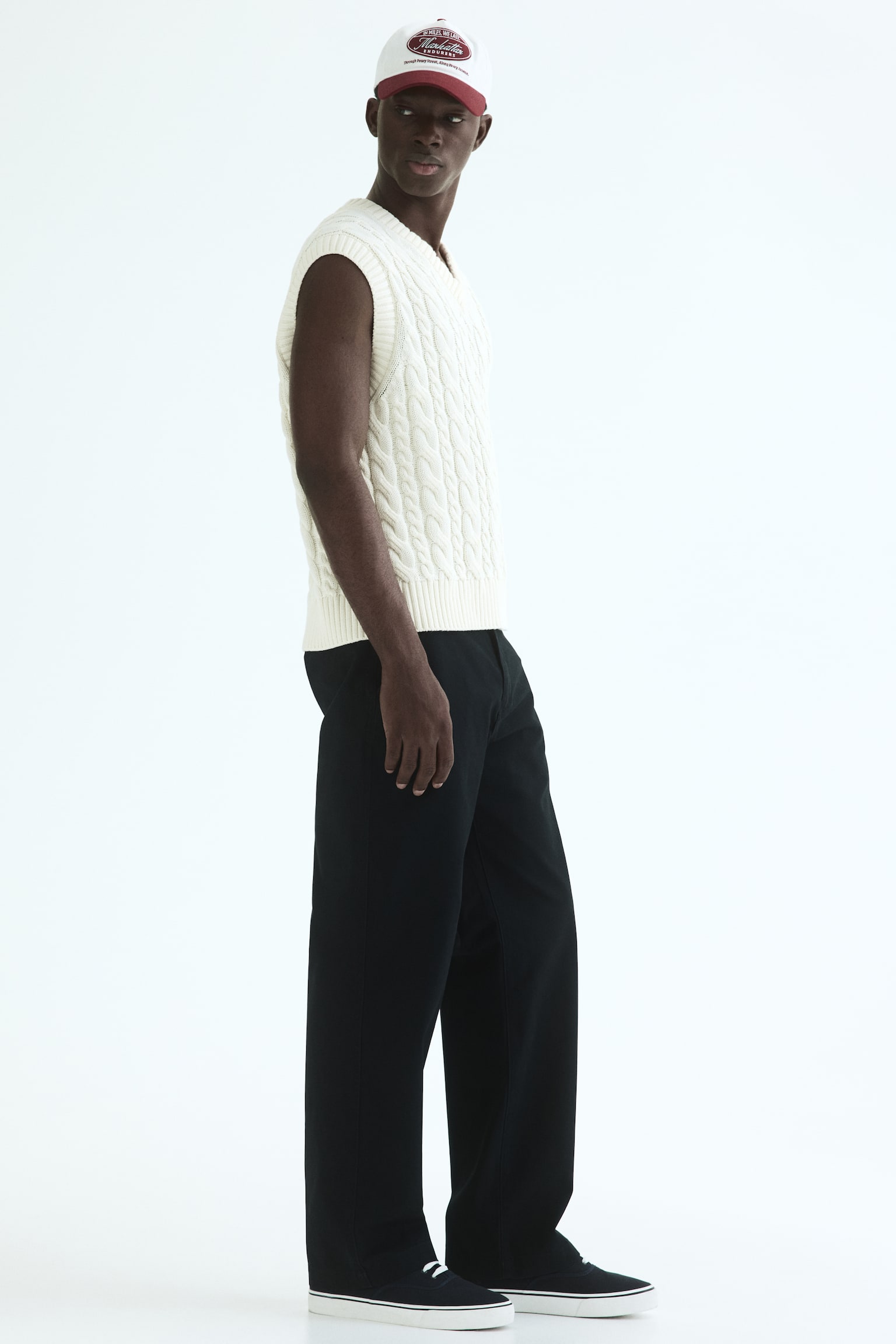 Мужские брюки H&M Relaxed-Fit Cotton Chinos, цвет: Чёрный — фото 5