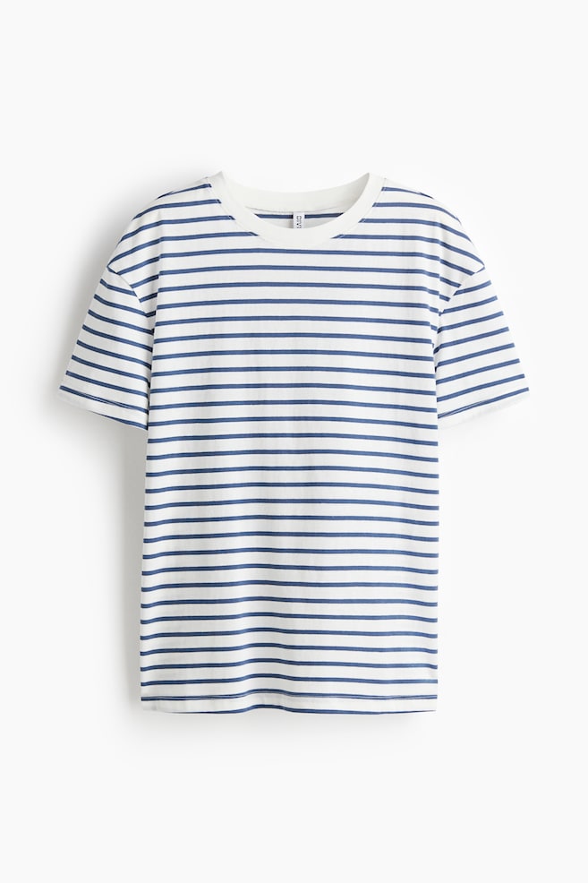 Loose-fit T-shirt - White/Striped - 1