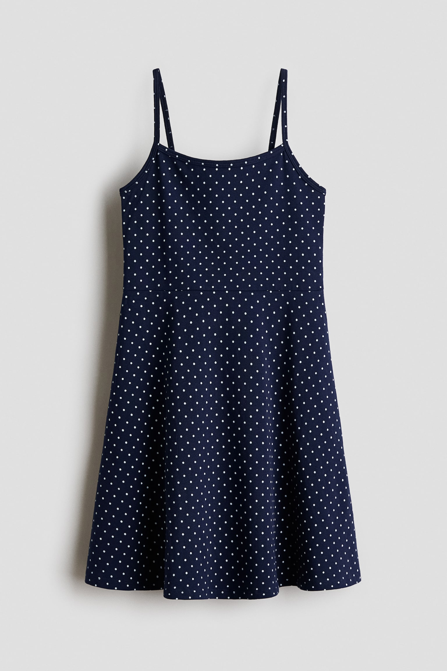 Strappy cotton dress - Mørk blå/Prikker/Hvit/Sort blomstret/Lys beige/Leopardtrykk - 1