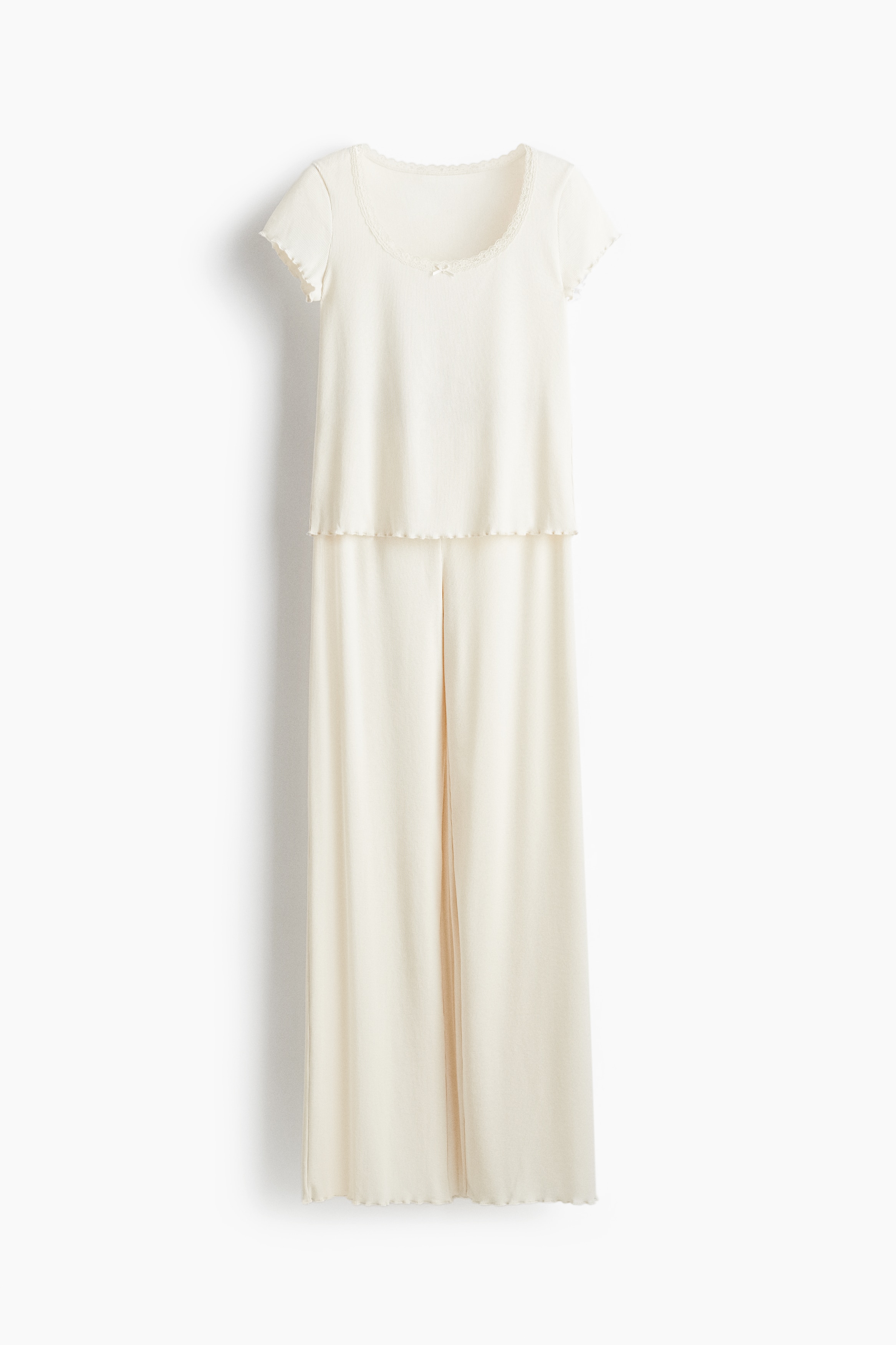 Pyjama côtelé - Crème