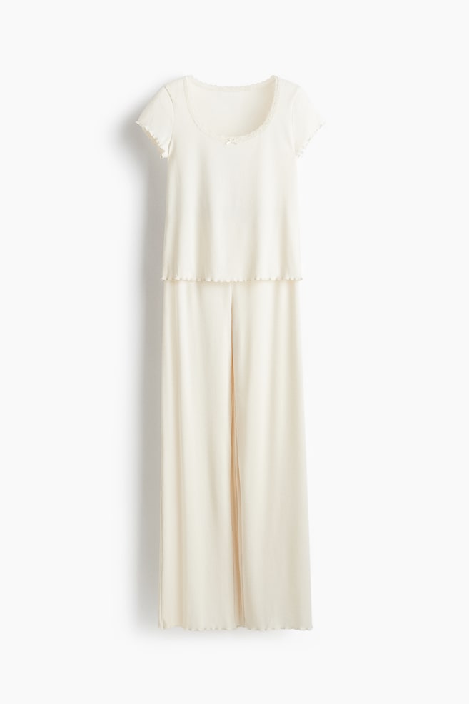 Ribbed Pajamas - Cream - 1