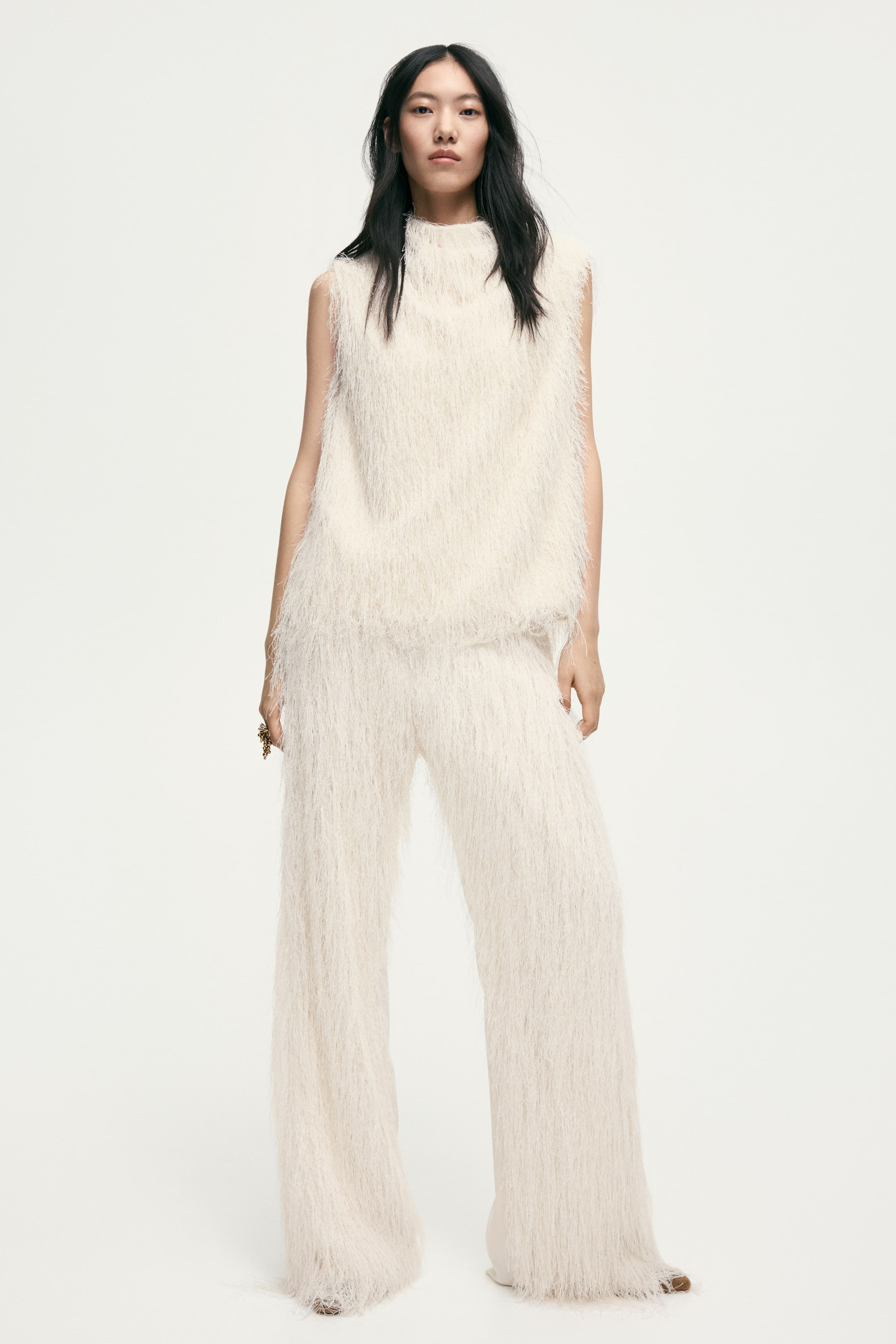View larger image: Fringed trousers - Cream - Ladies | H&M MY 2
