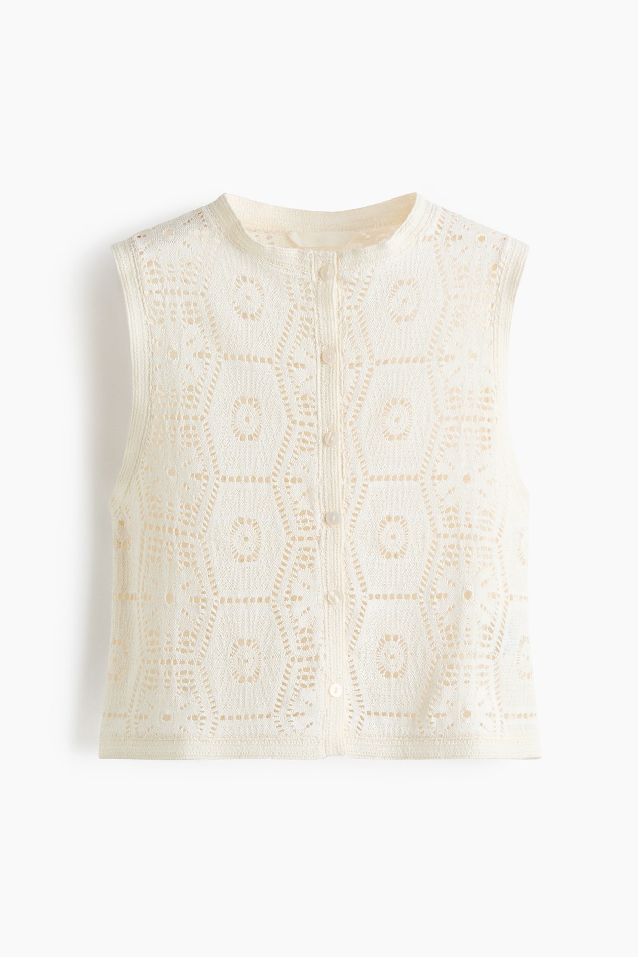 Crochet-Look Button-Front Top