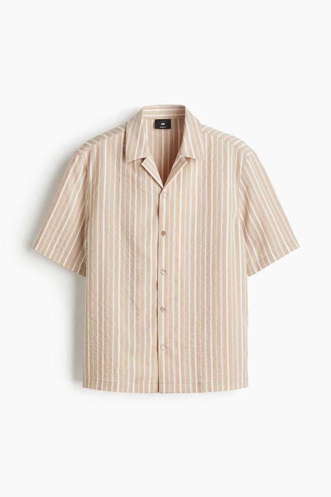 Regular-Fit Lyocell-Blend Resort Shirt - Beige/striped/Turquoise/striped - 1