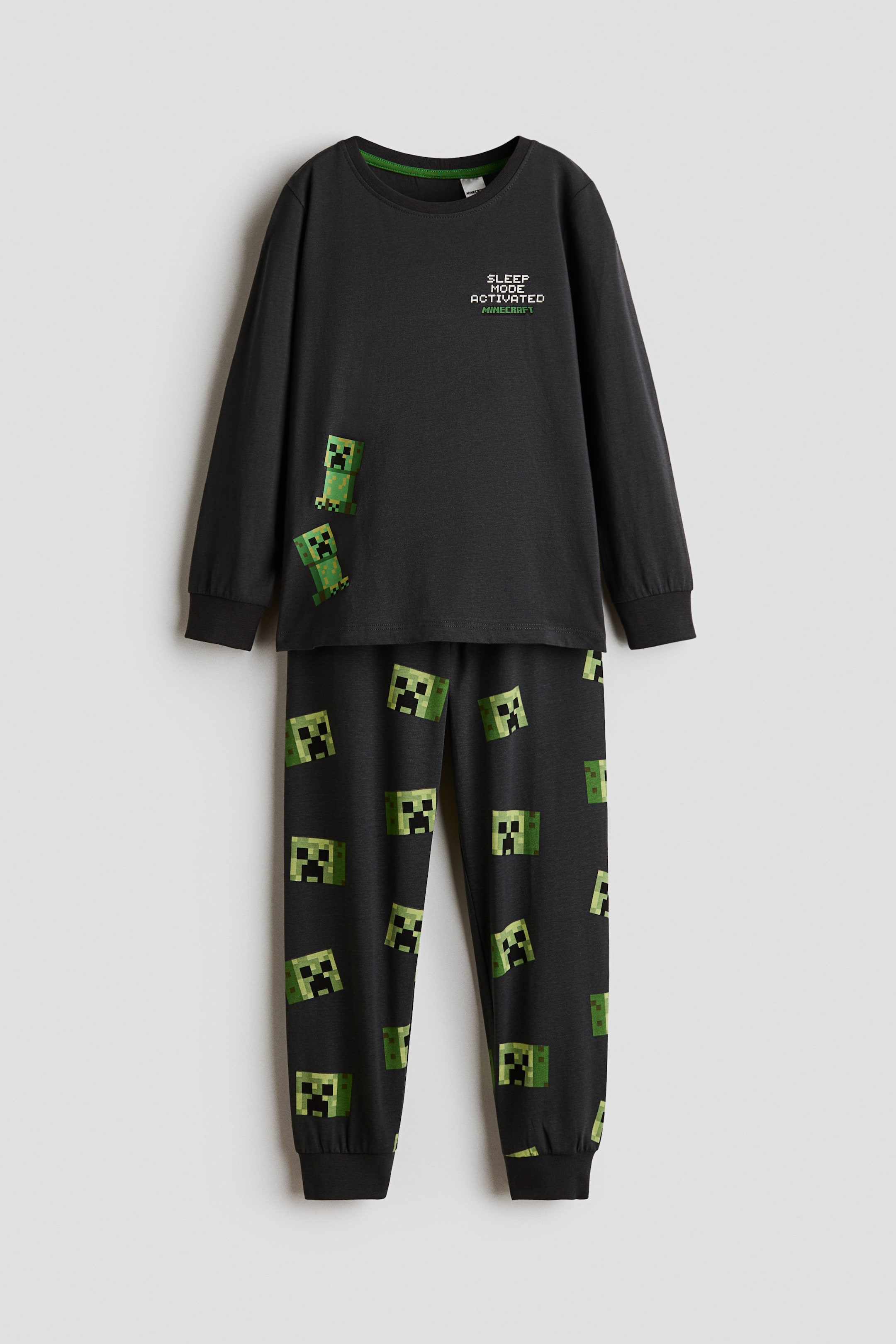 View larger image: Printed cotton pyjamas - Dark khaki green/Minecraft - Kids | H&M 1