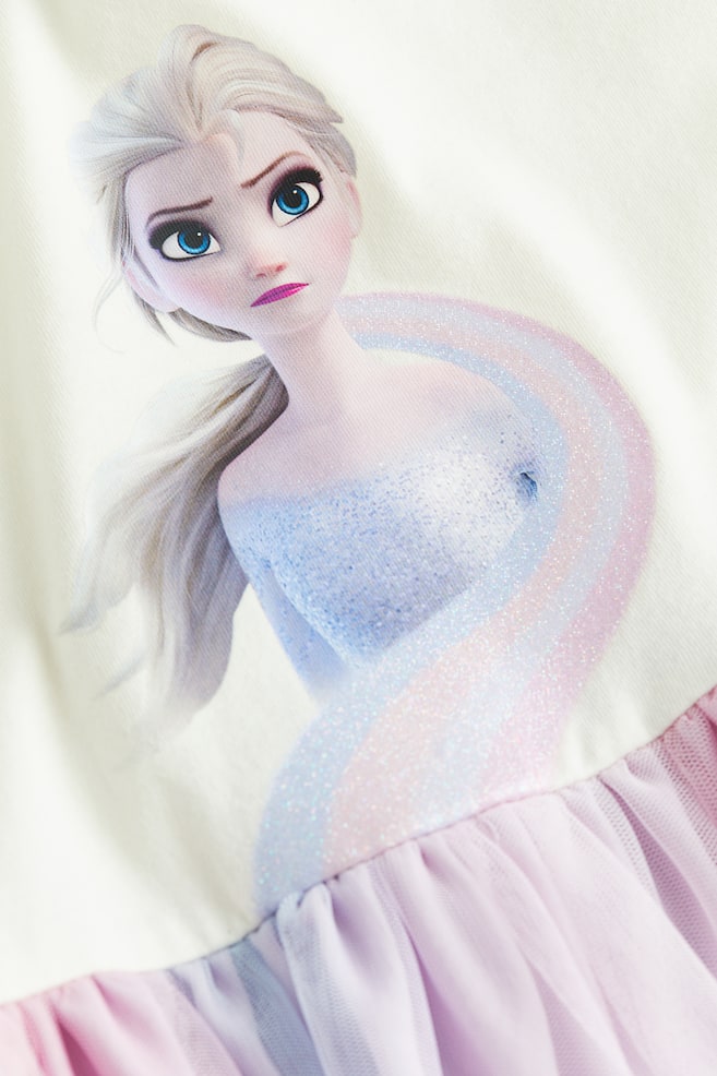 Tulle-skirt jersey dress - Natural white/Frozen/Light purple/Tangled - 2