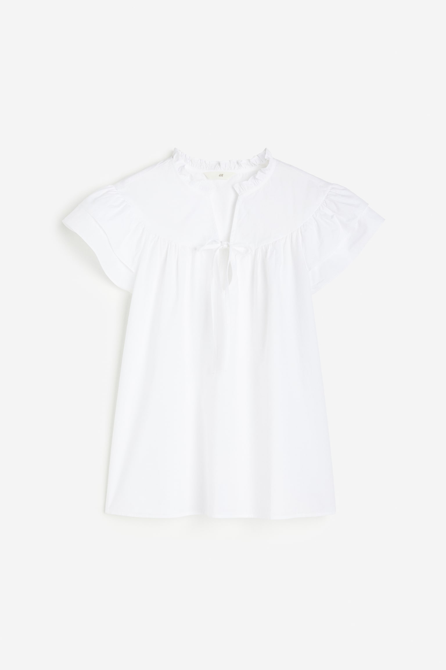 Flutter-sleeved poplin blouse - White