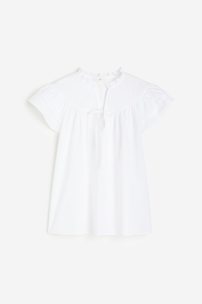 Flutter-sleeved poplin blouse - White/Red - 2