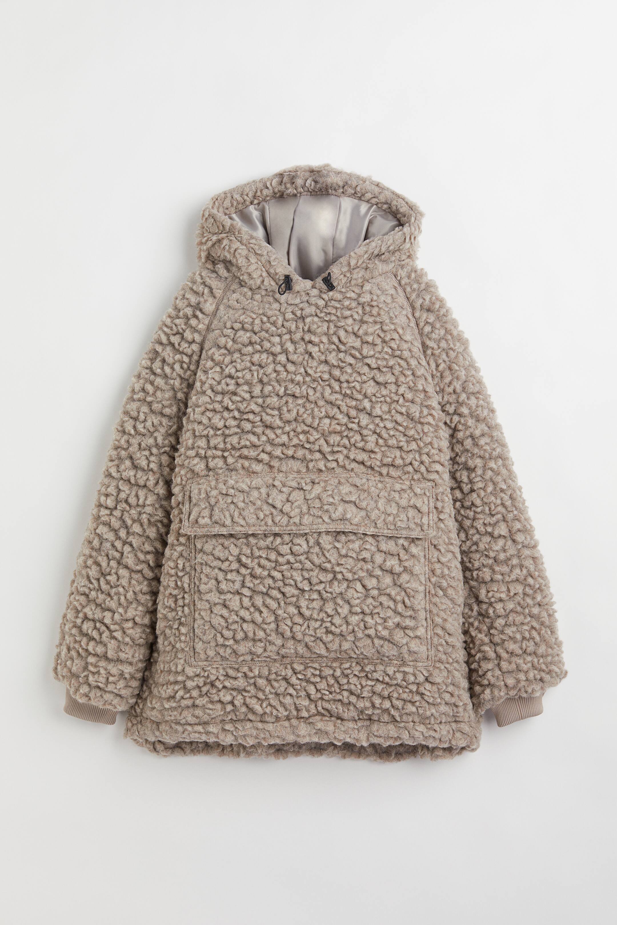 Visa större bild: Oversized wool-blend popover jacket - Gråbeige - DAM | H&M SE 1