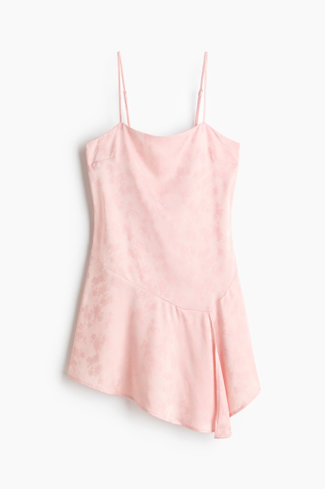 Satijnen strappy jurk - Lichtroze/Bleekgroen/Lichtbeige/bloemen - 1
