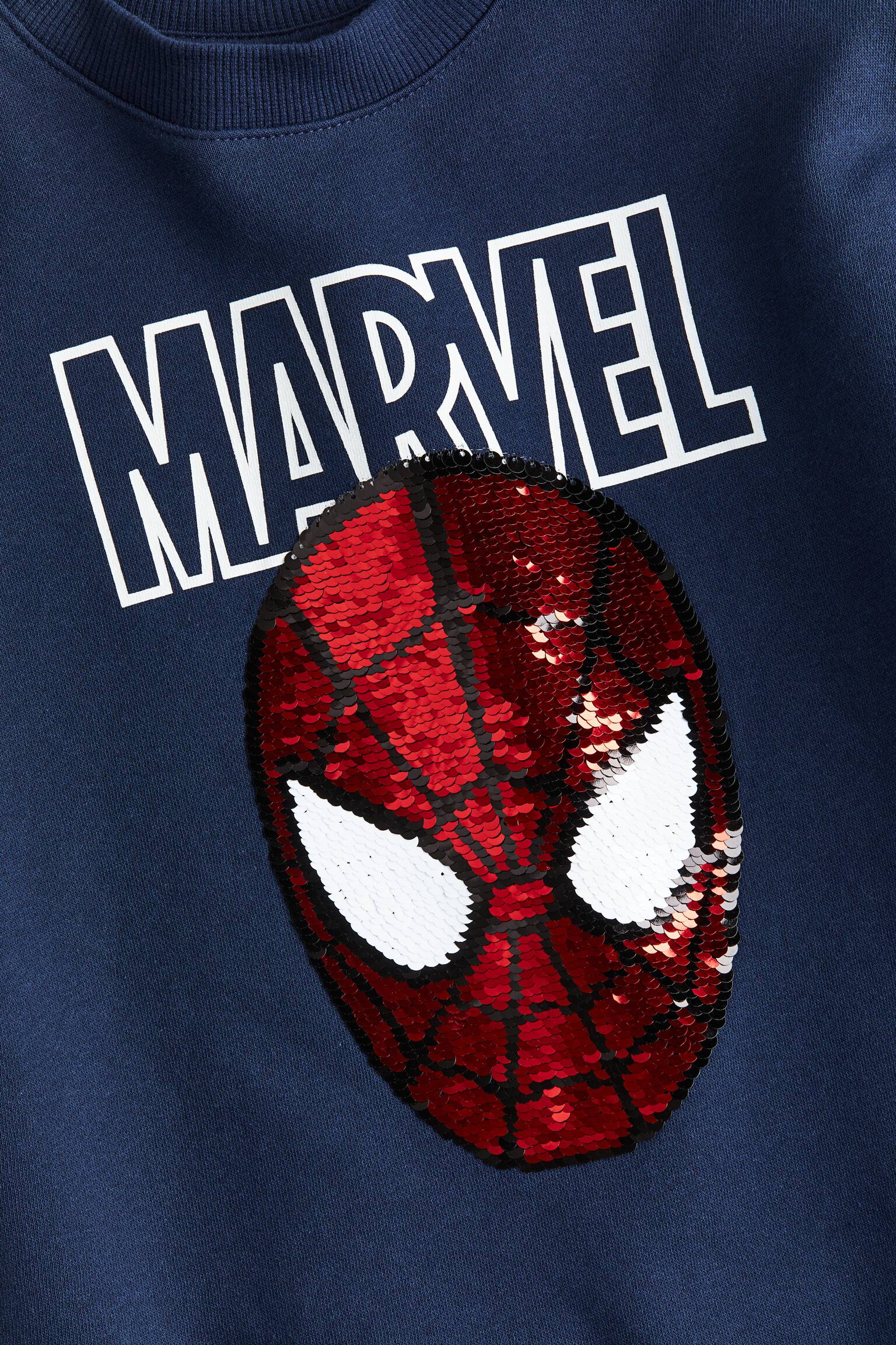 Áo nỉ hoạ tiết kim sa hai mặt - Màu xanh dương đậm/Người Nhện - 2