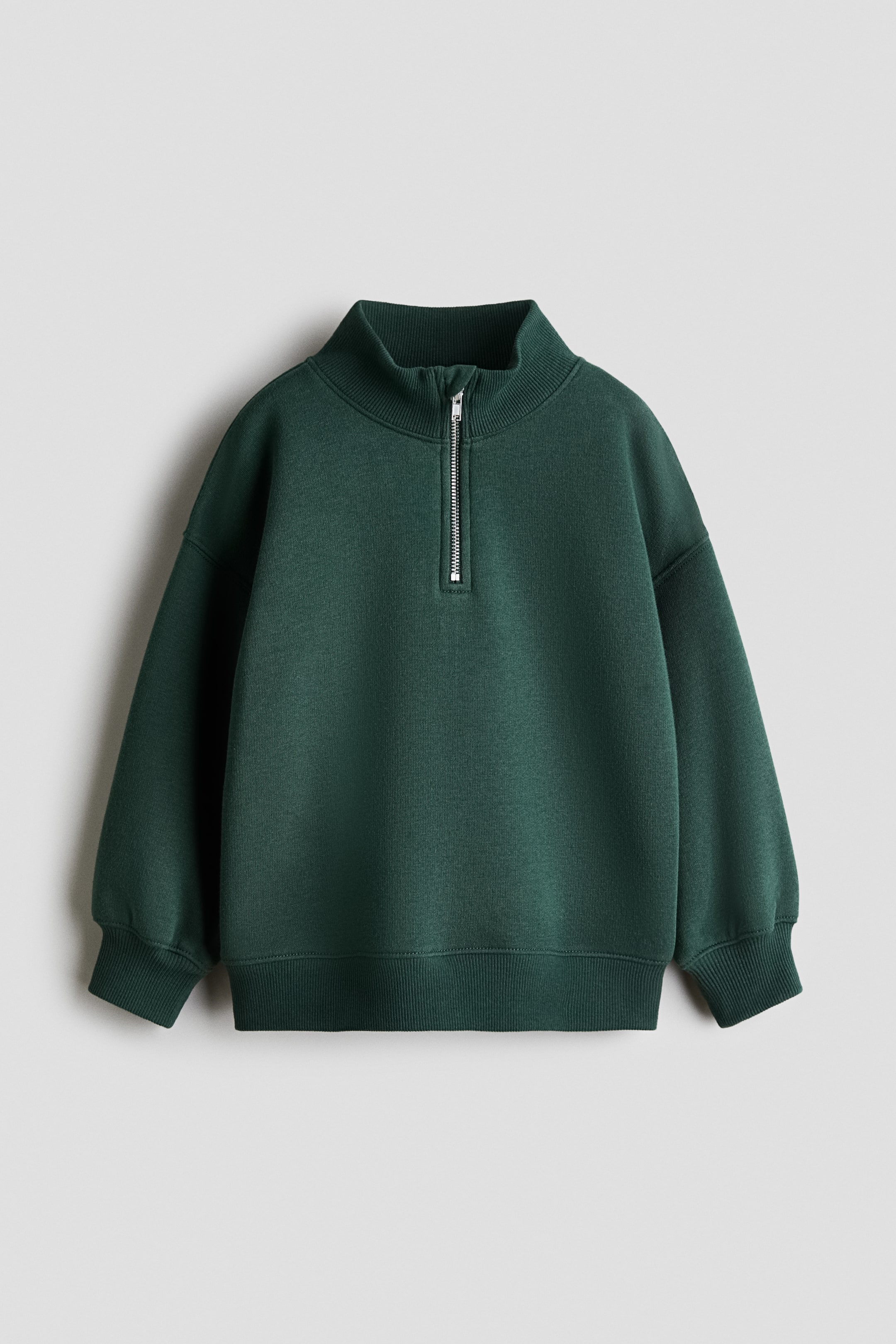 View larger image: Zip-top brushed-inside sweatshirt - Dark green - Kids | H&M 1
