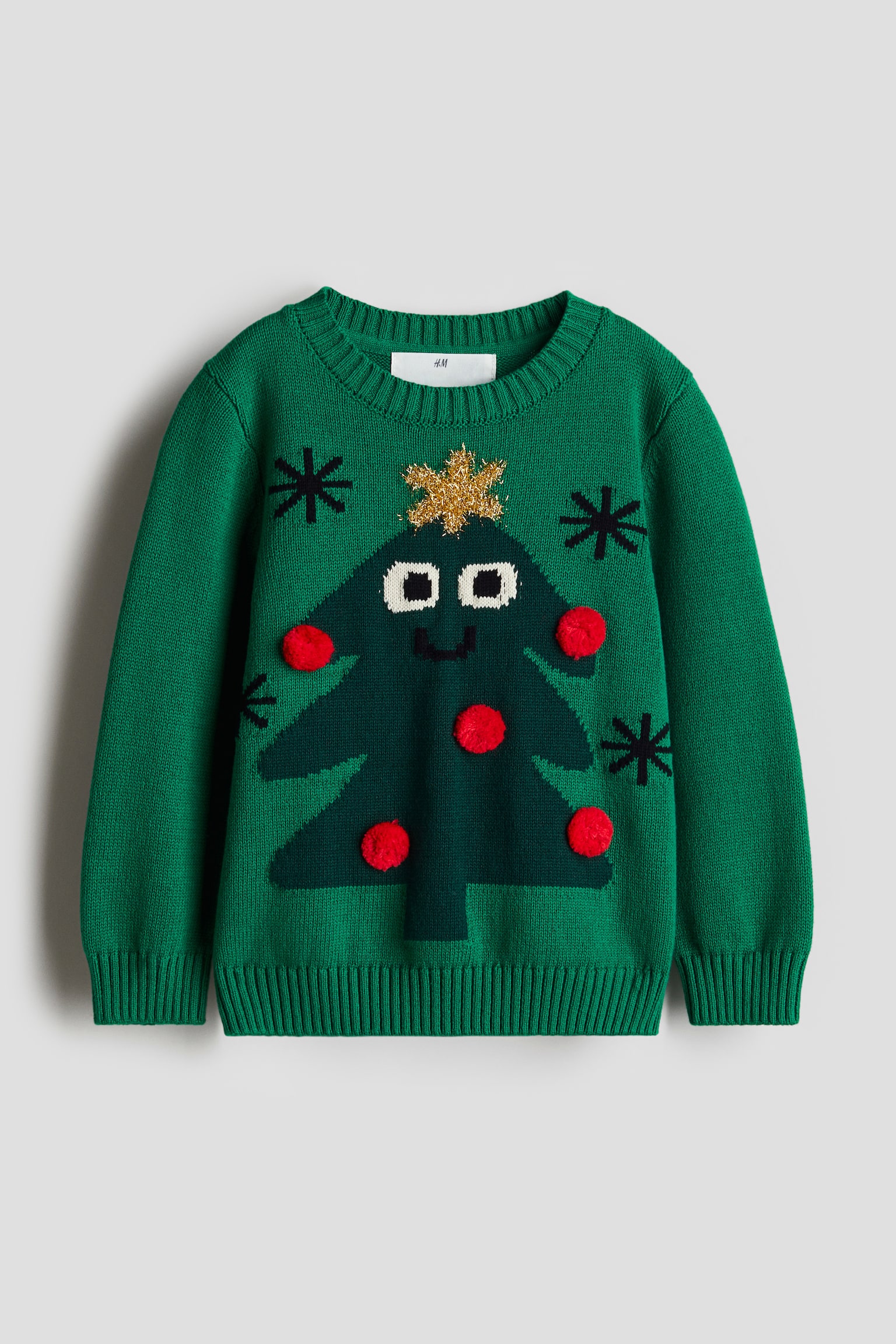 Jacquard-knit jumper - Green/Christmas tree/Light beige/Reindeer/Navy blue/Fox/Brown/Bear - 1