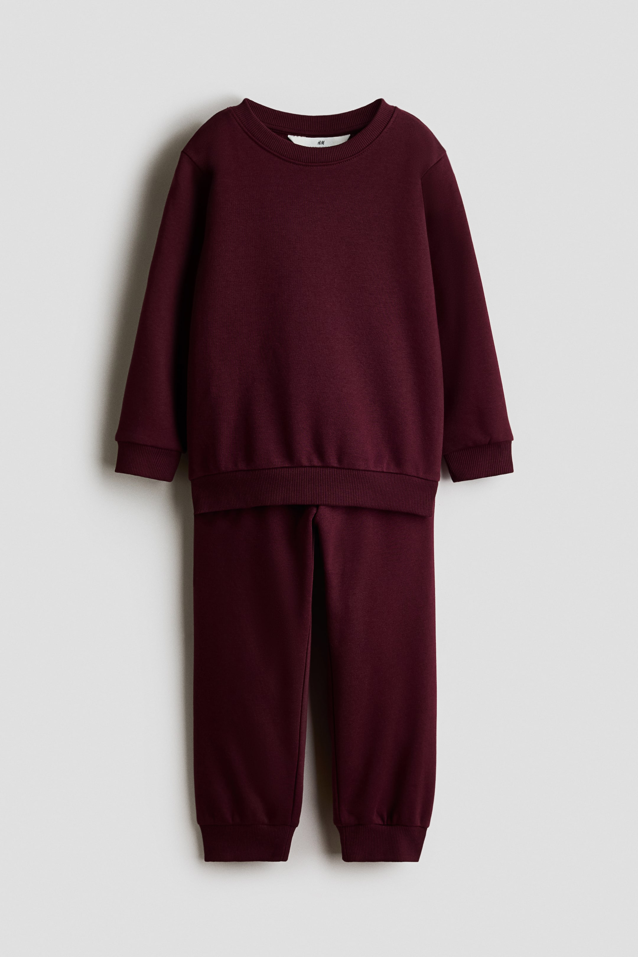 View larger image: 2-piece brushed-inside sweatshirt set - Dark red - Kids | H&M 1