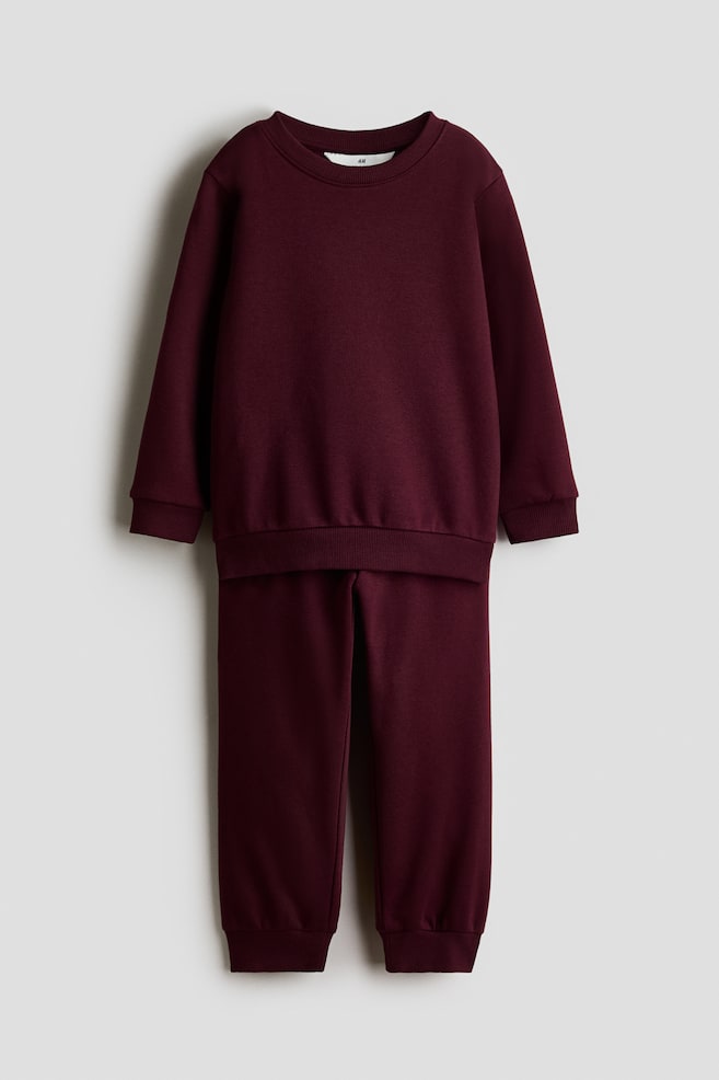 2-teiliges Sweatshirt-Set - Dunkelrot/Mattblau/Marineblau - 1