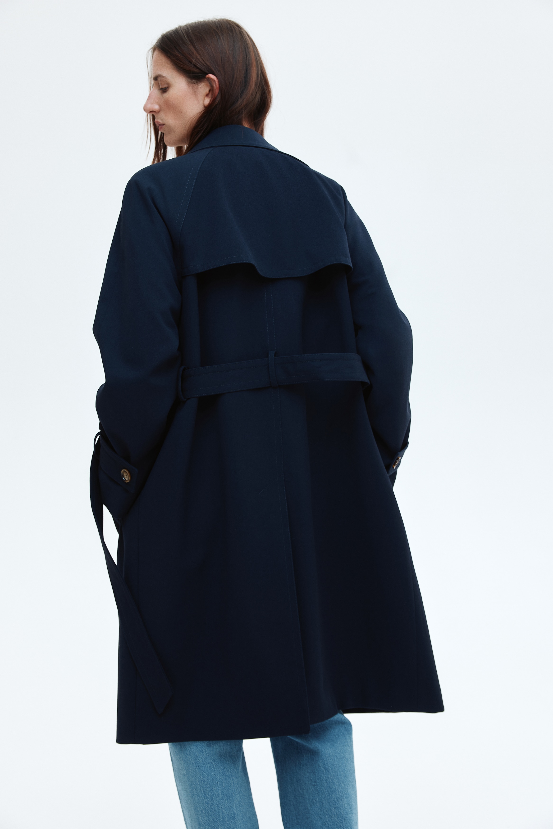 トレンチコート レディース 英国風 ブルー ロングコート ショート