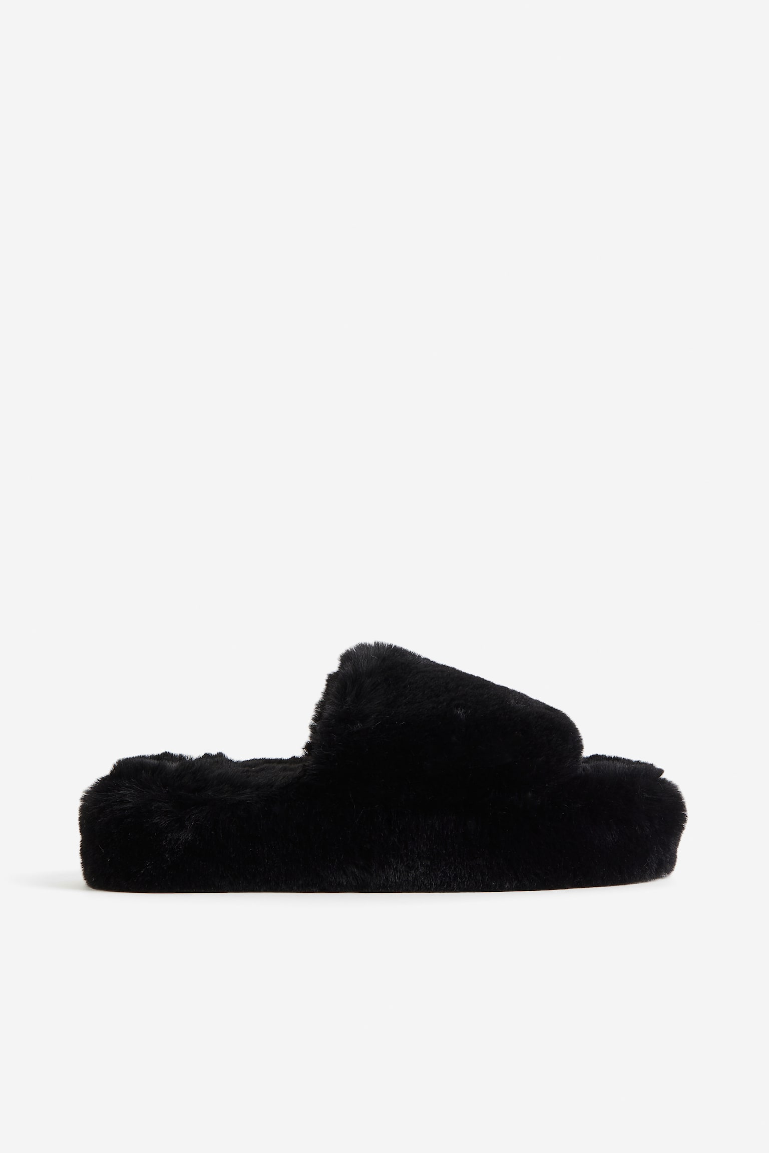 Fluffy Slippers - Black/Light beige - 1