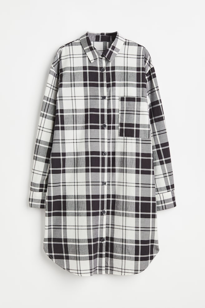 Flannel nightshirt - Grey/Checked - 2