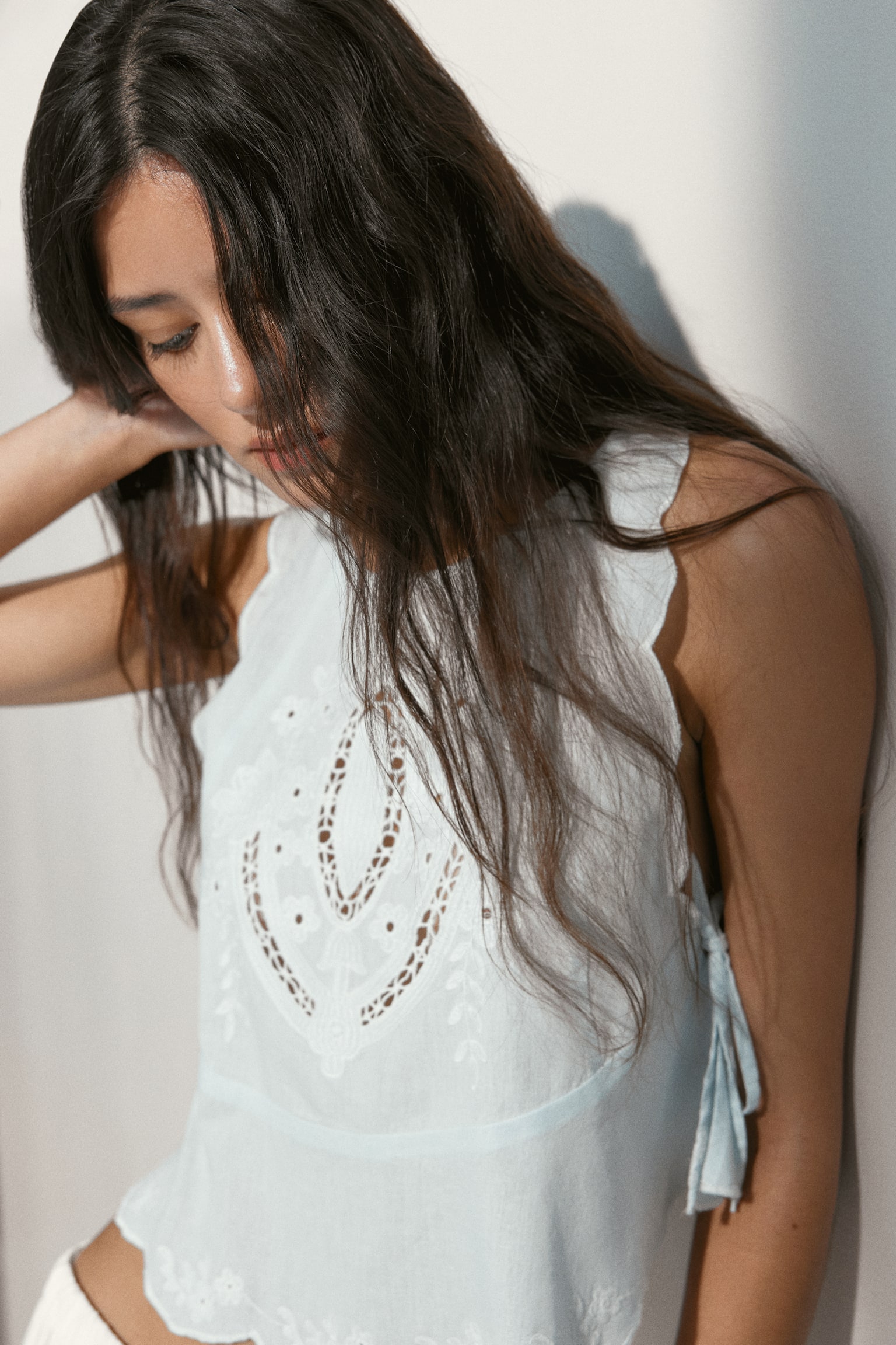 Embroidered Tie-Detail Top - 7