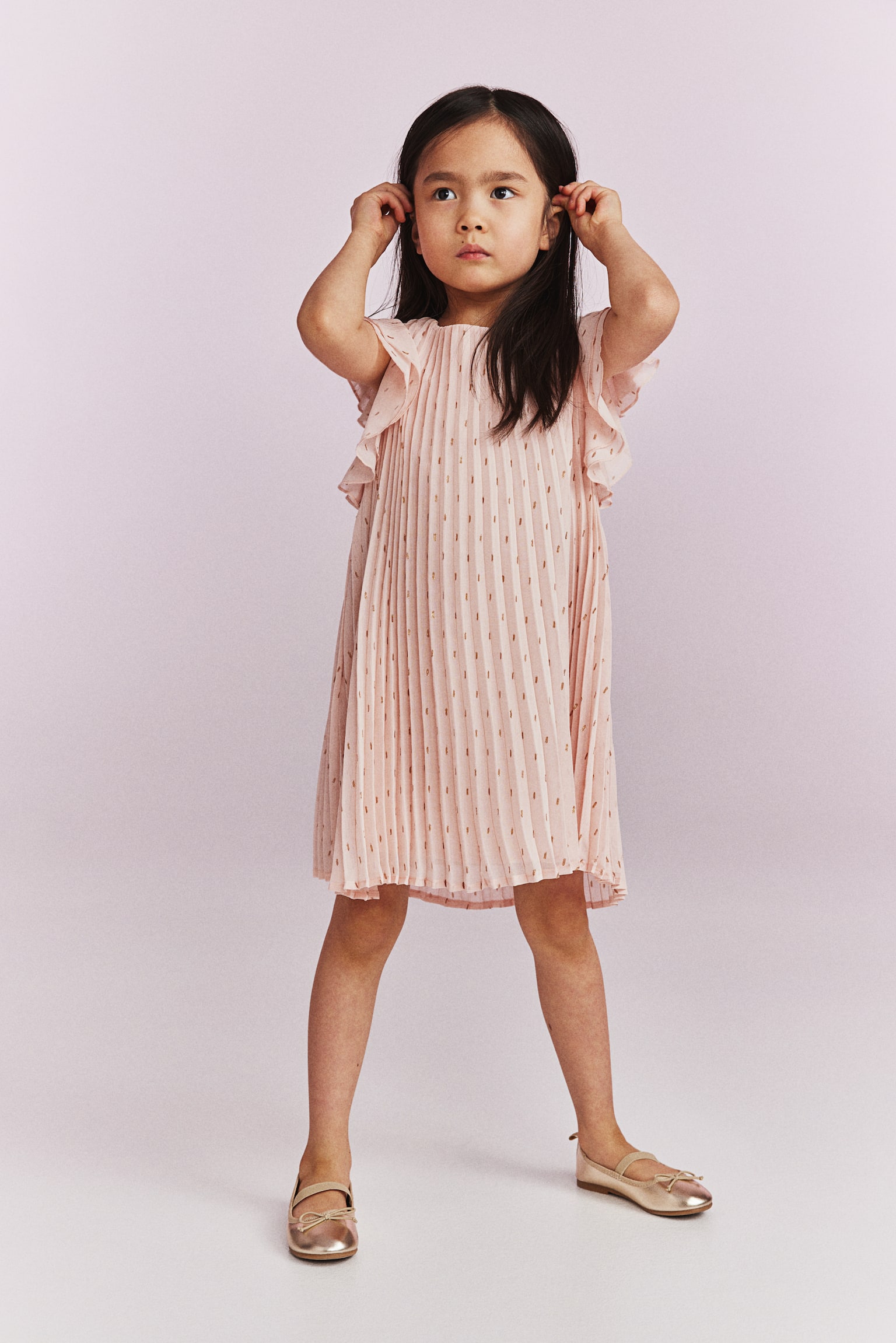 Pleated A-line Dress - Light pink/Pattern/Gold colour/Light pink/Black/Purple/Pink/Black/Spot/Yellow/Purple/Light pink/Rainbow stripe - 2