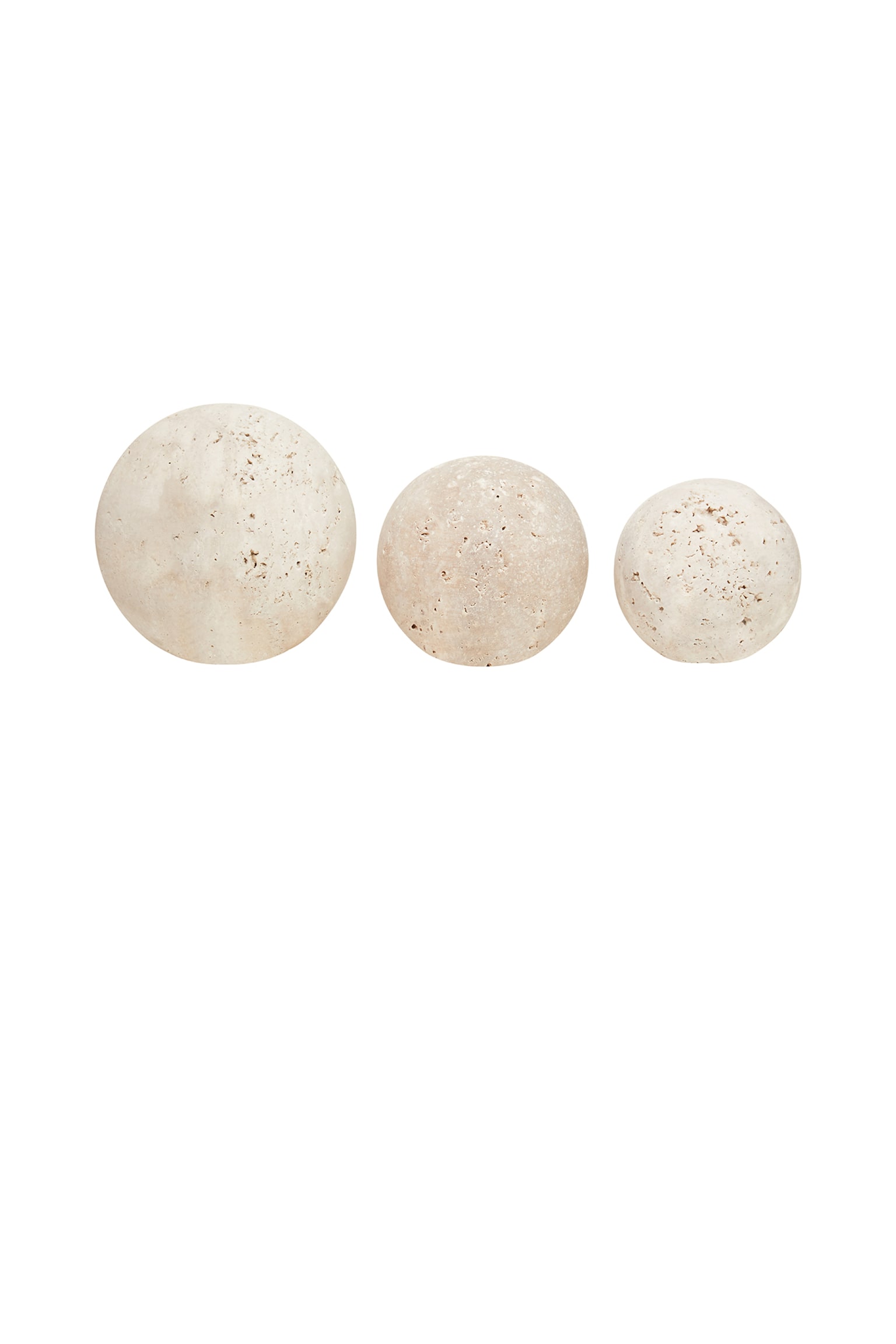 Tibor Travertine Set Of 3 Deco Balls - Natural