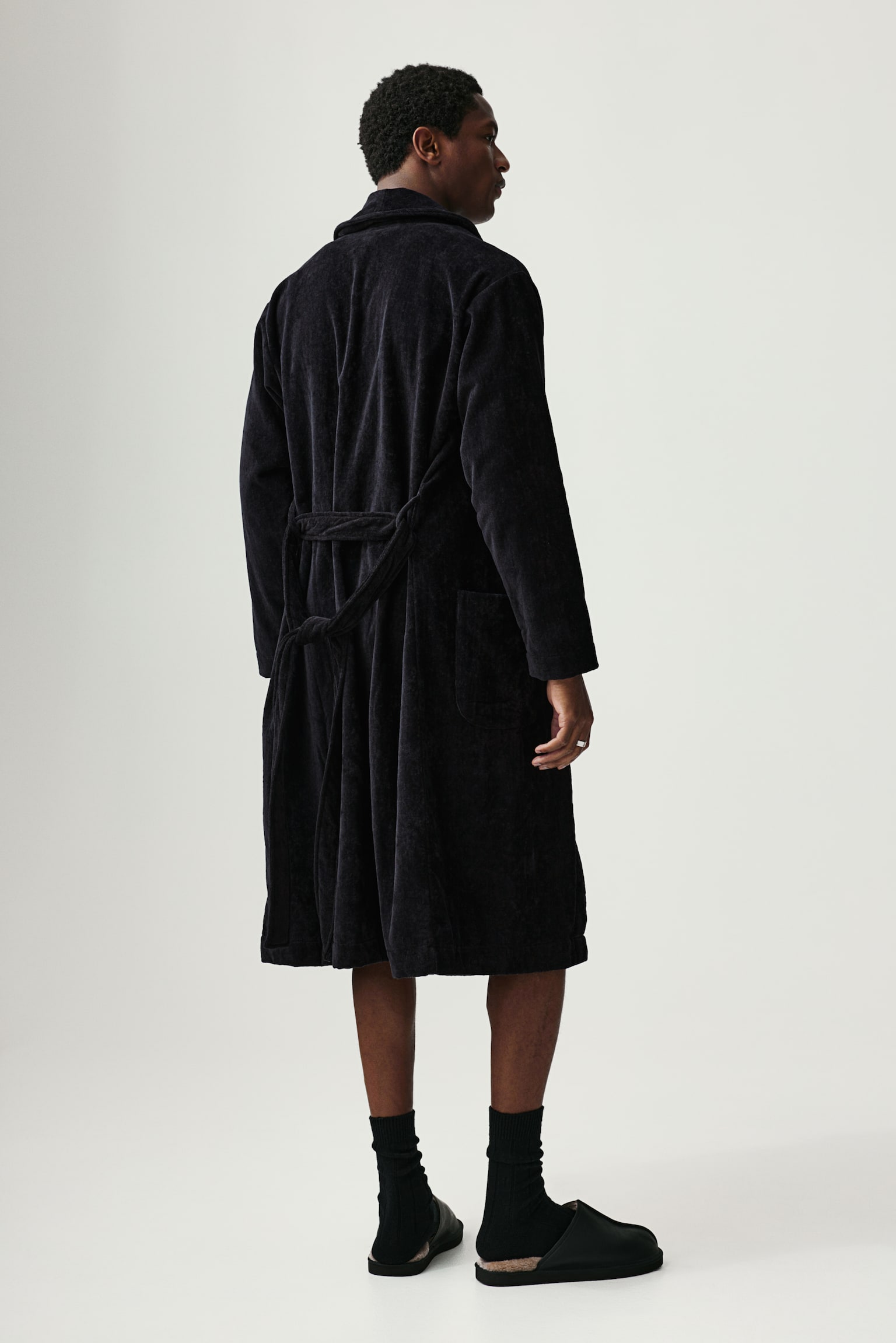 Terry dressing gown - Black - 4