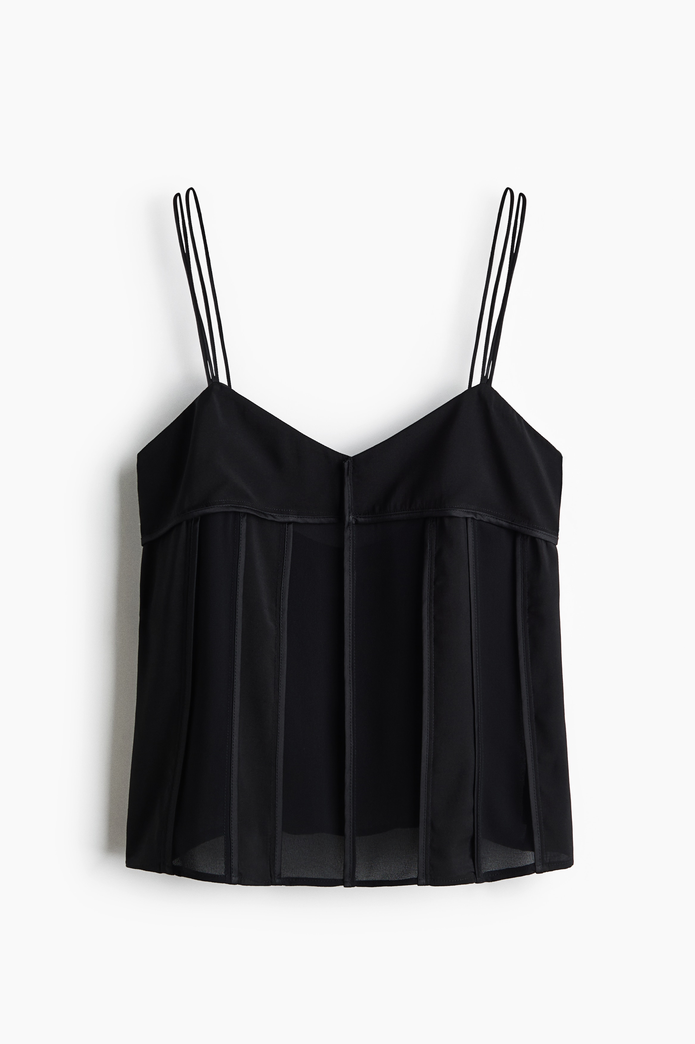 Piping-detail strappy top - Black