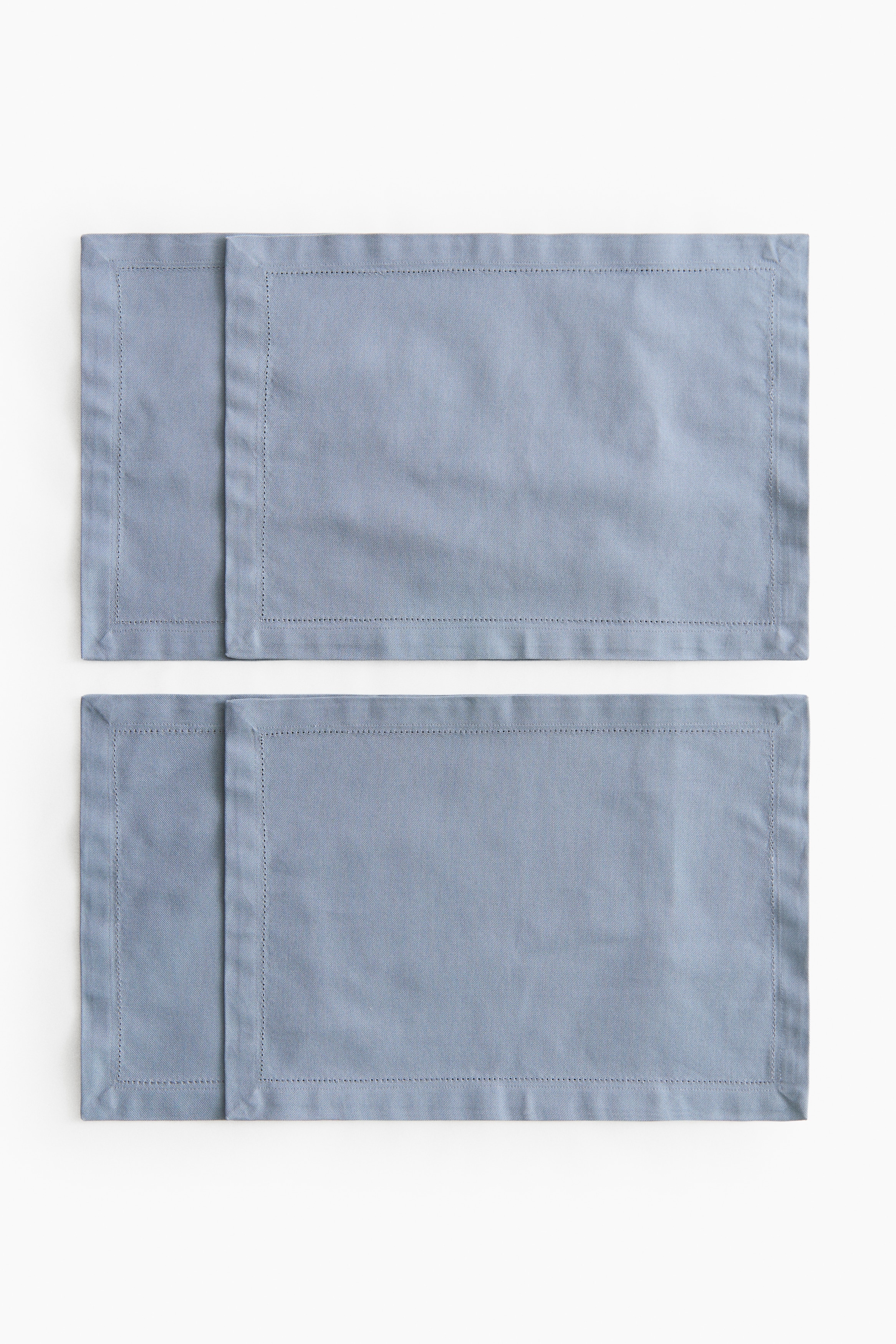 4-pack cotton place mats - Azul empolvado/Rosa claro/Blanco/Beige claro