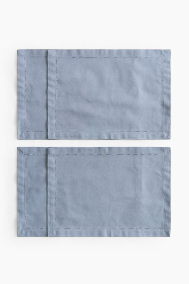 4-pack cotton place mats - Azul empolvado/Amarillo empolvado/Beige claro/Blanco - 1