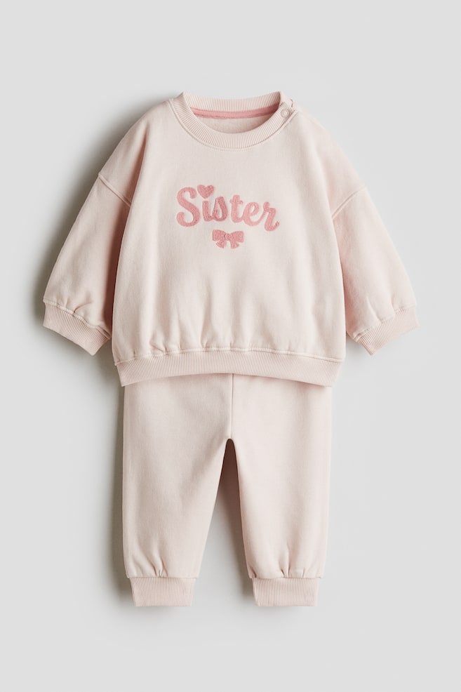 2-piece sibling sweatshirt set - Light pink/Sister - 1