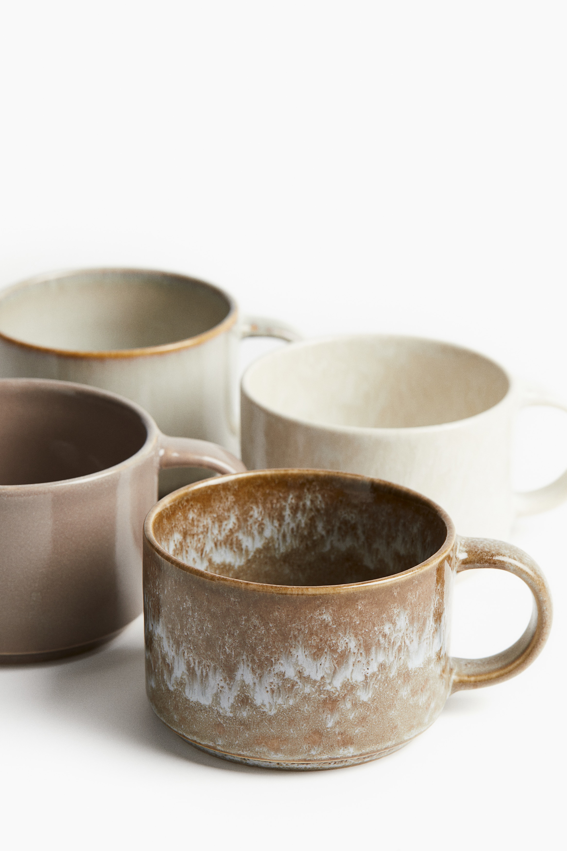 DOWAN Koffiemokken set van 4-18oz/530ml grote keramische mokken set - thee en warme chocoladekopjes met groot handvat - gespikkelde en reactieve glazuur mok met brede mond - geweldig cadeau - albast
