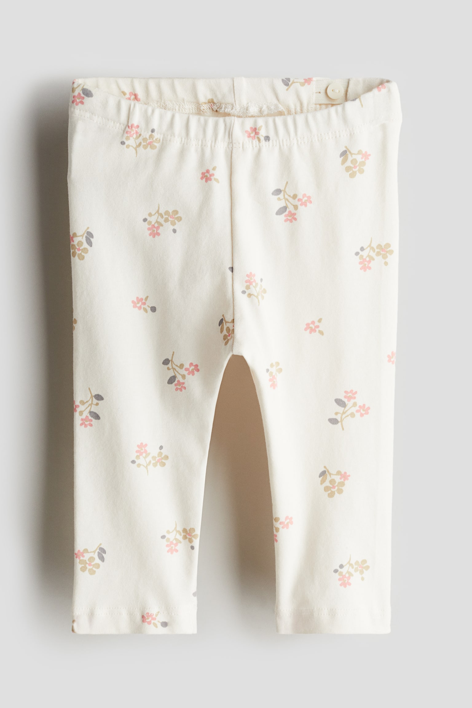 Cotton Leggings - Cream/Floral/Dark grey/Floral/Cream/Floral/Cream/Strawberries/Light pink/Cherries - 1