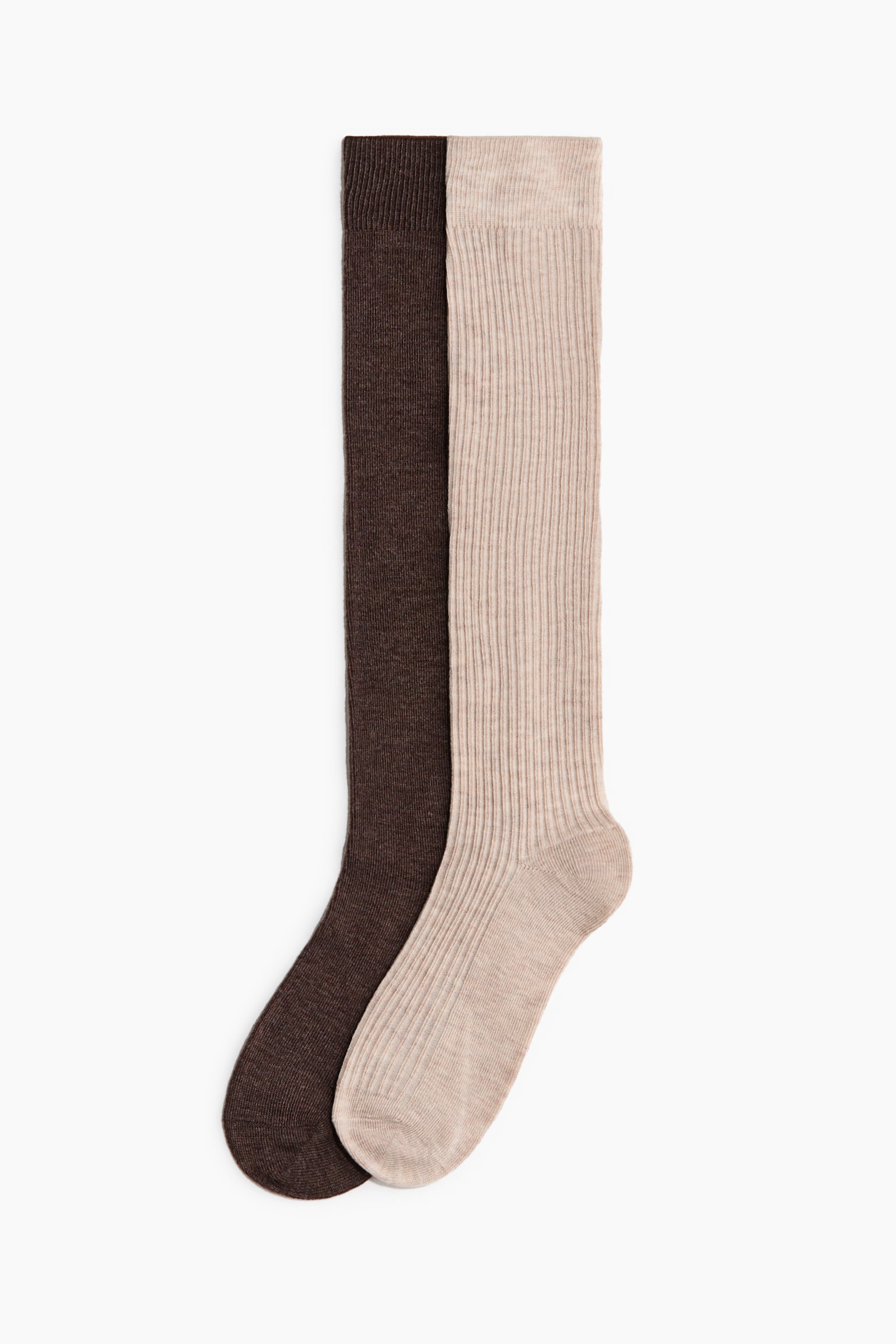 2-pack calcetas a la rodilla - Café oscuro/Gris pardo claro