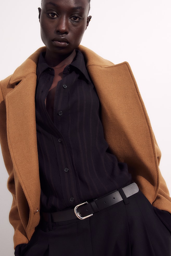 Tie-belt coat - Light brown/Black/Light beige/Grey - 3