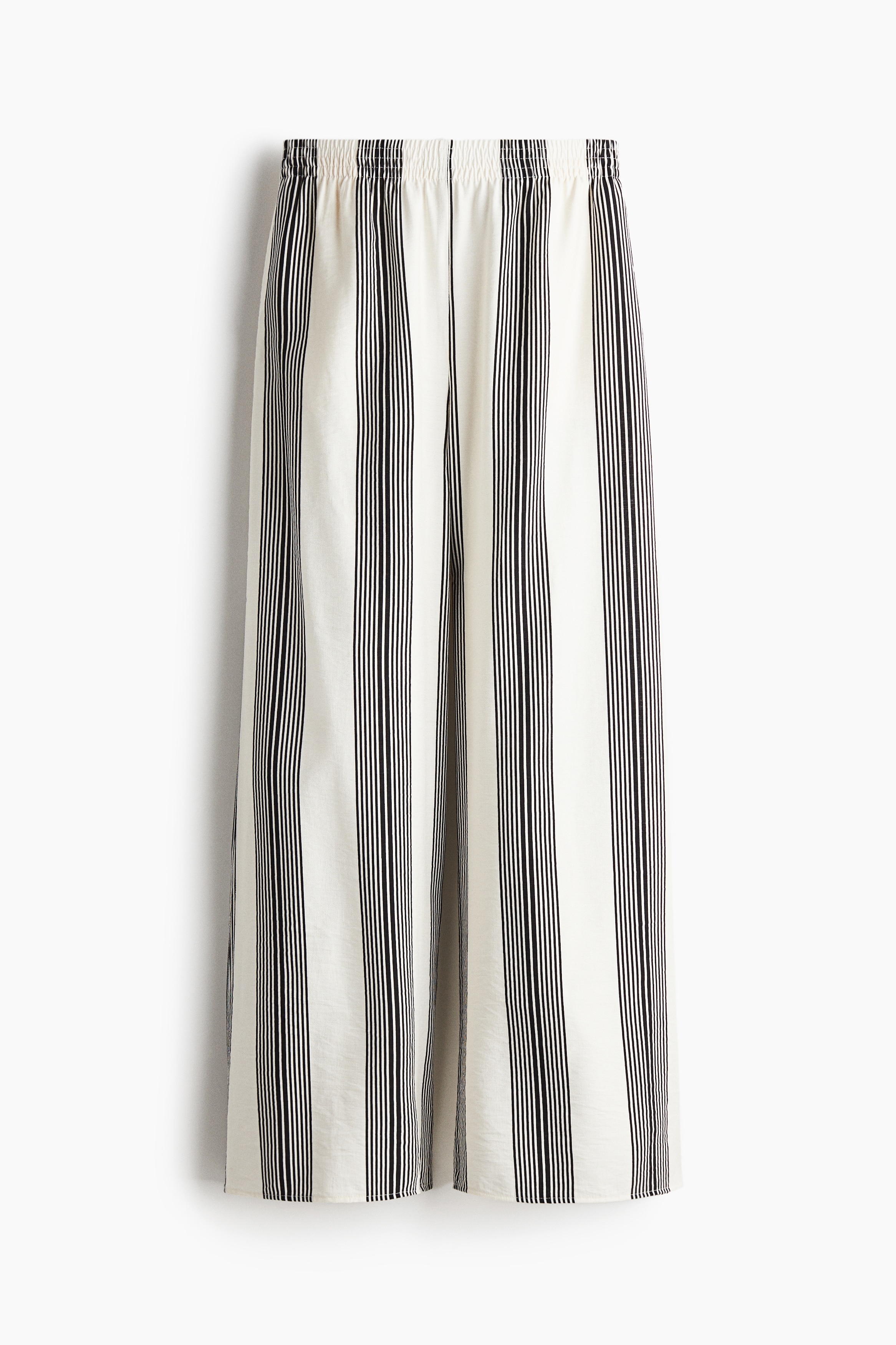 Szerokie spodnie bez zapięcia - Kremowy/Czarne paski/Beżowy/Czarny/Kwiaty/Kremowy/Wzór