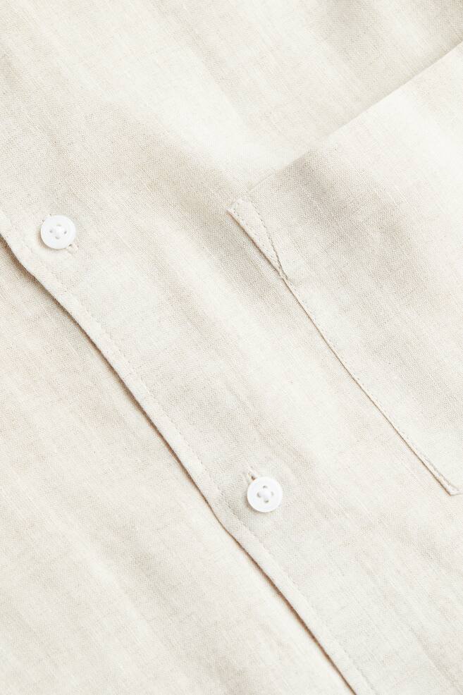 Regular Fit Short-sleeved linen shirt - Light beige/White/Dark brown/White/dc/dc - 5