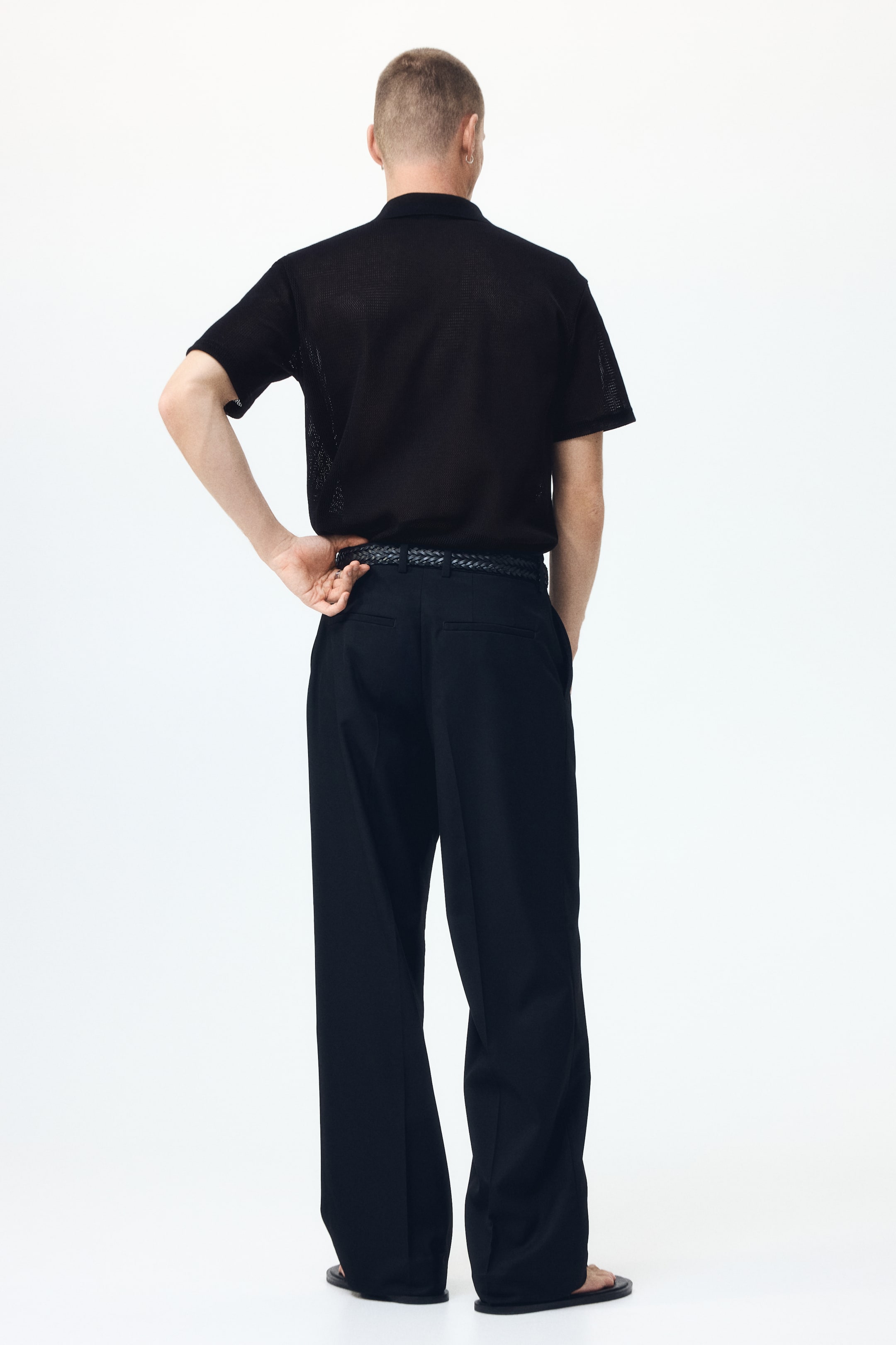 Regular-Fit Open-Knit Polo Shirt