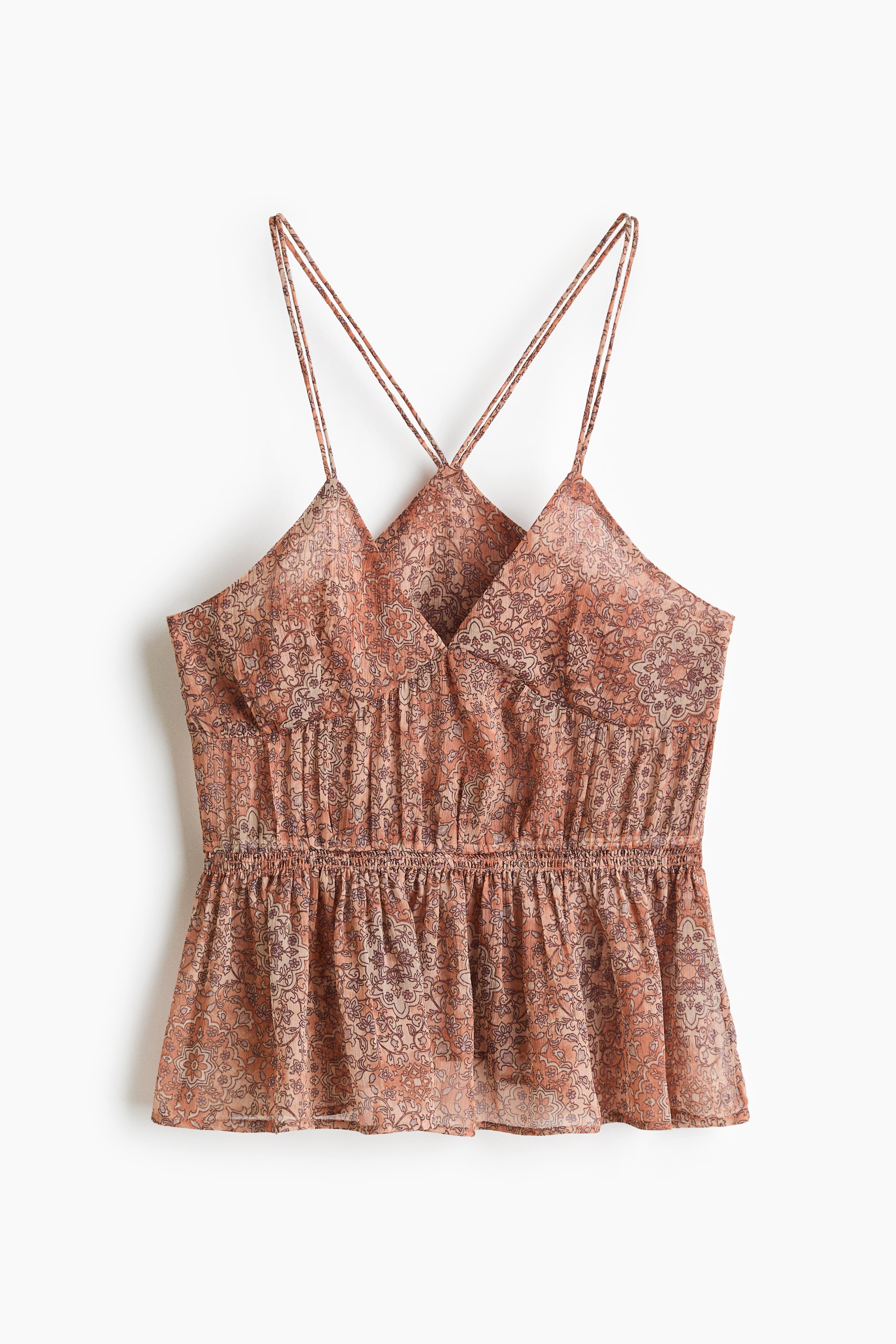 Peplum Strappy Top - Light pink/floral