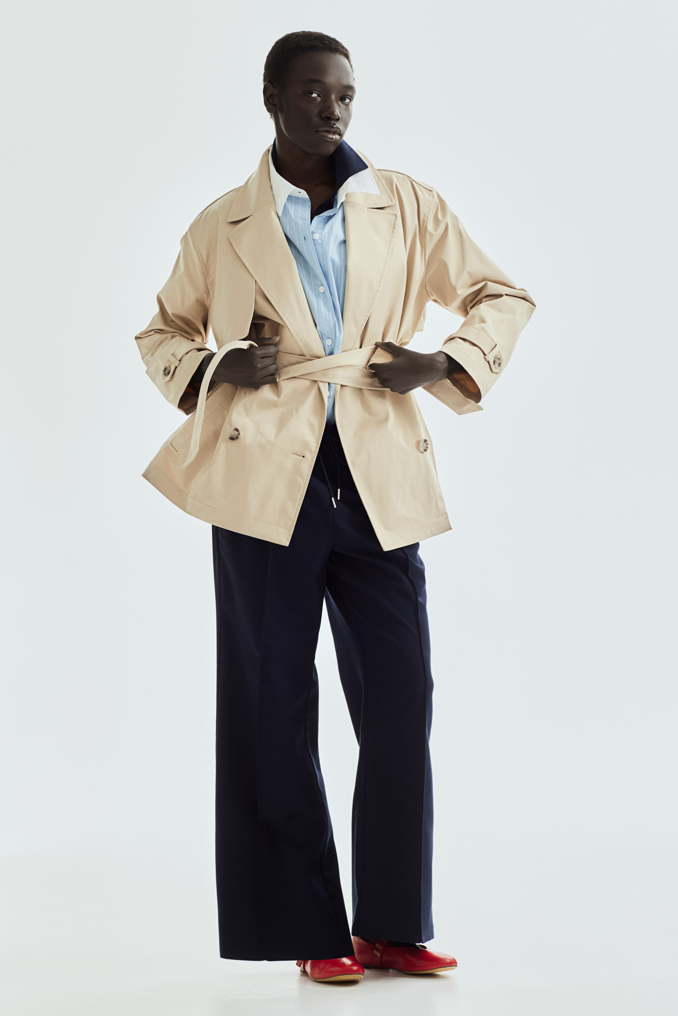 Short Twill Trench Coat