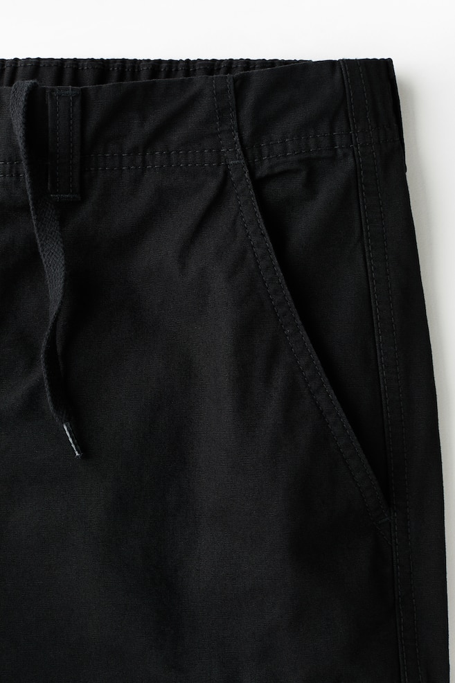 Relaxed-Fit Cotton Cargo Pants-Black - 5