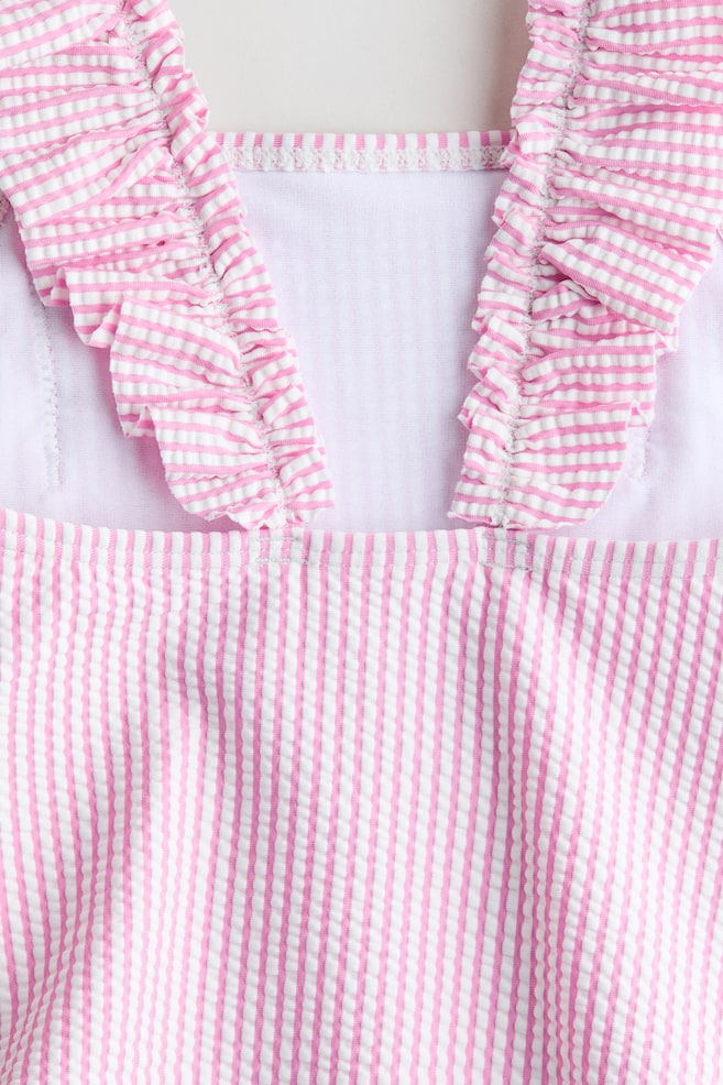 Frill-trimmed swimsuit - Pink/Striped/Light blue/Striped - 2
