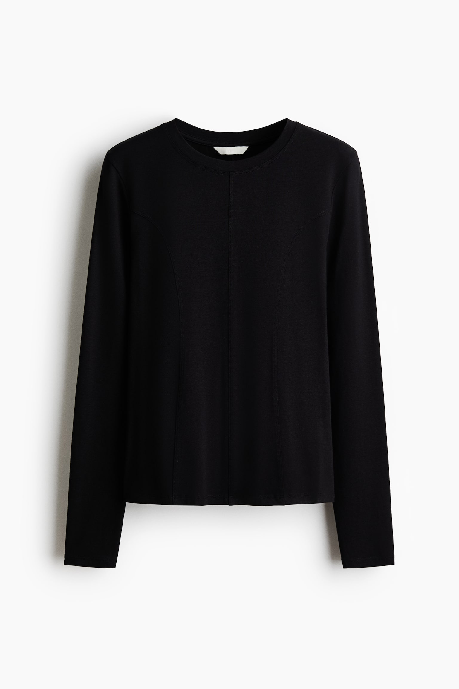 Женский топ H&M Long-Sleeved Jersey Top, цвет: Чёрный — фото 1