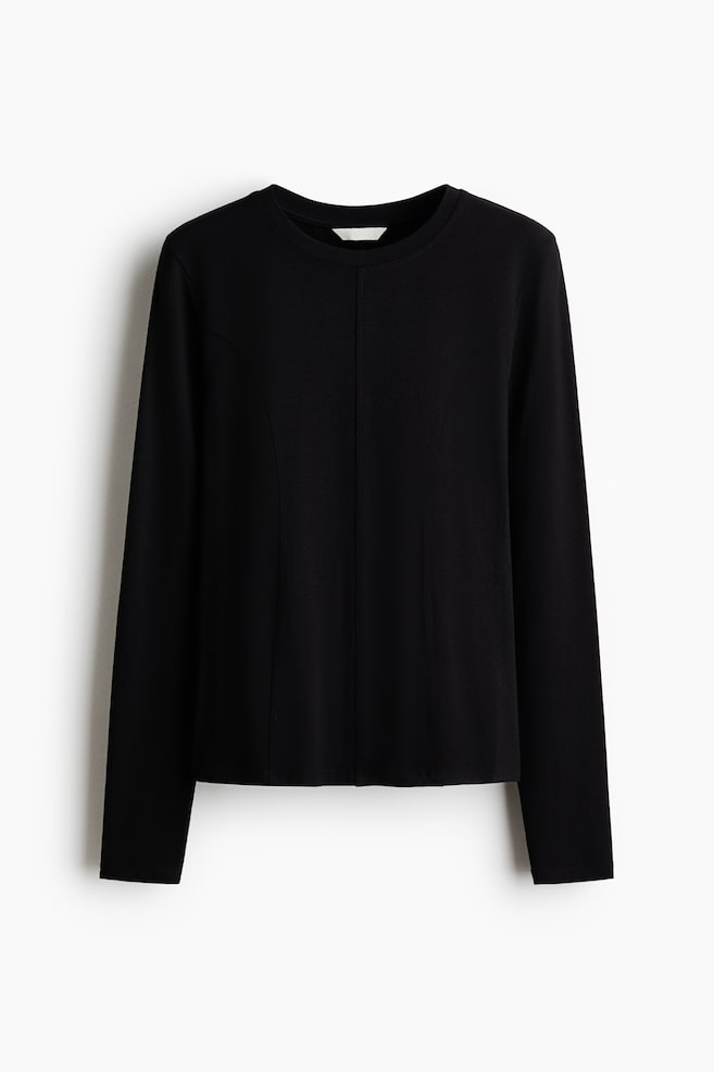 Maglia a maniche lunghe in jersey - Nero/Bianco/Viola scuro - 1