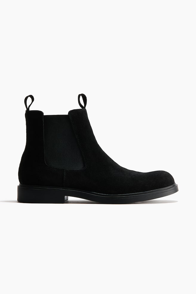 Suede Chelsea Boots - Black - 1