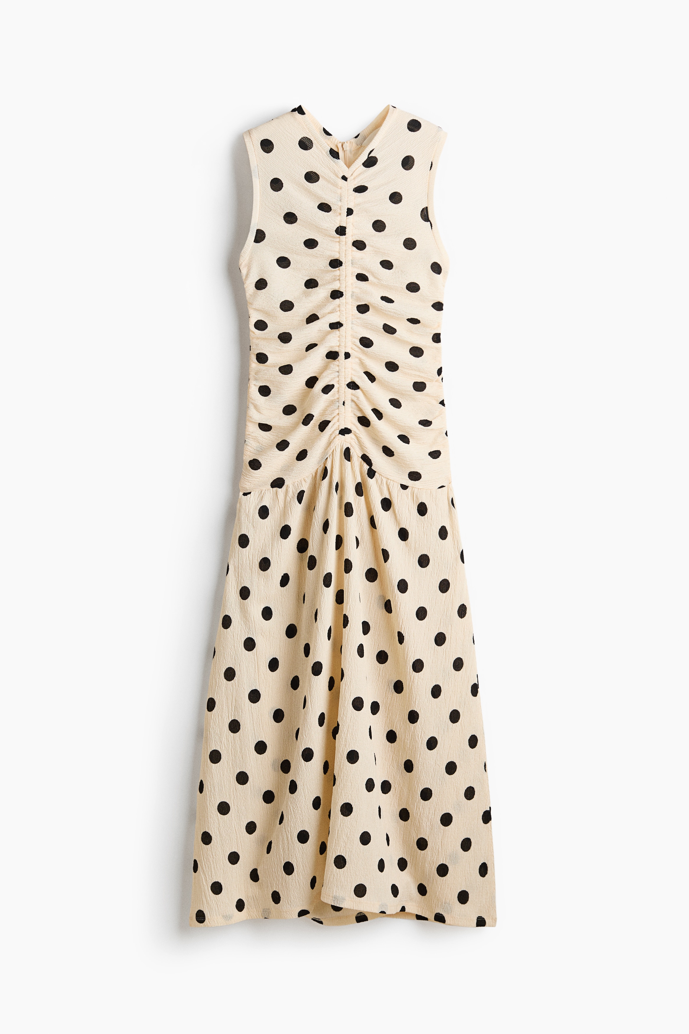 Draped Jersey Dress - Cream/polka dot/Green