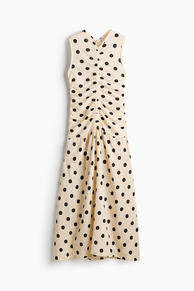 Draped Jersey Dress - Cream/polka dot/Light dusty purple - 1