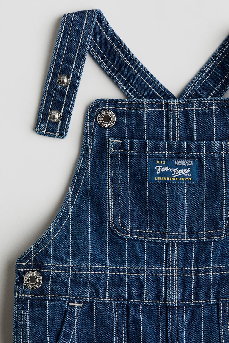 Jeanssalopette Donker denimblauw/gestreept KINDEREN H&M BE - Main Image