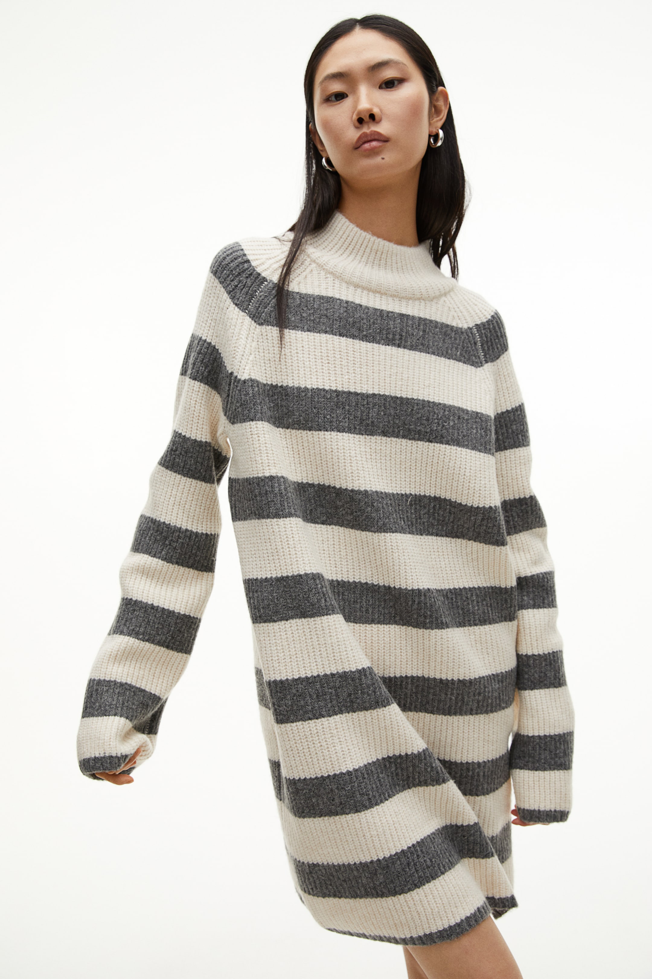 Rib-knit Mock Turtleneck Dress